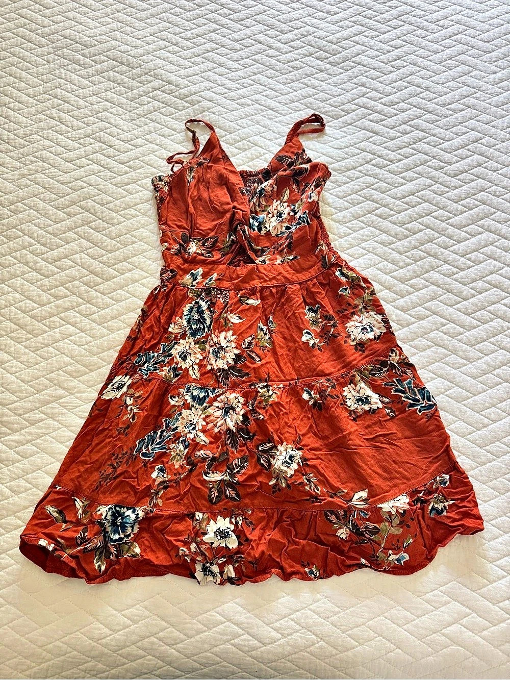 Floral Mini Dress Rust color